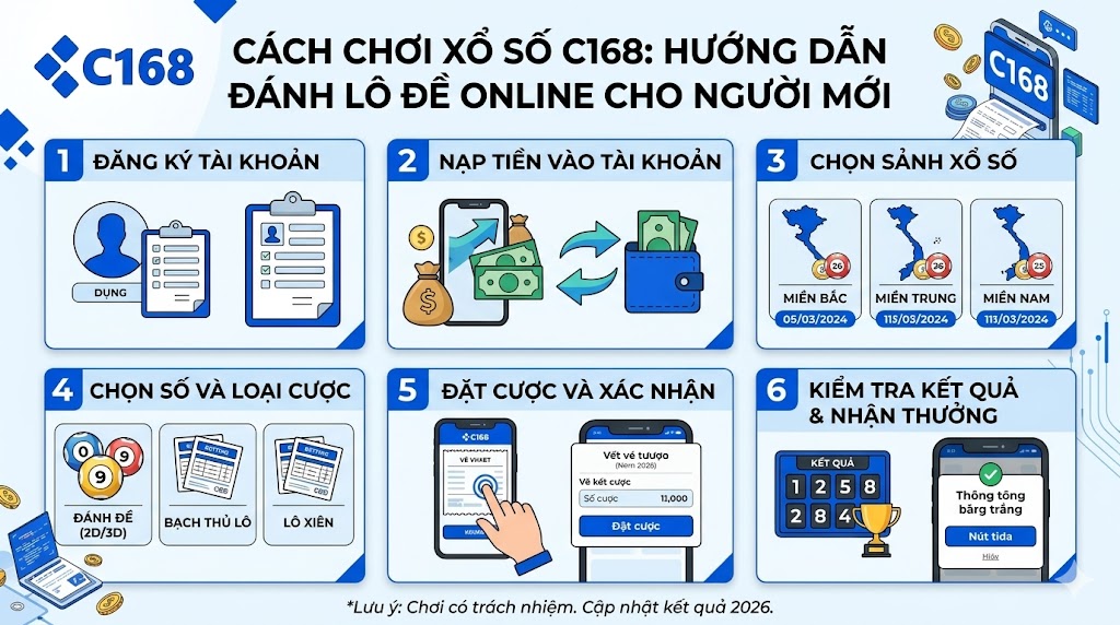 Cách Chơi Xổ Số C168: Hướng Dẫn Đánh Lô Đề Online Cho Người Mớ 3 Hướng dẫn chi tiết cách chơi xổ số C168 và đánh lô đề online